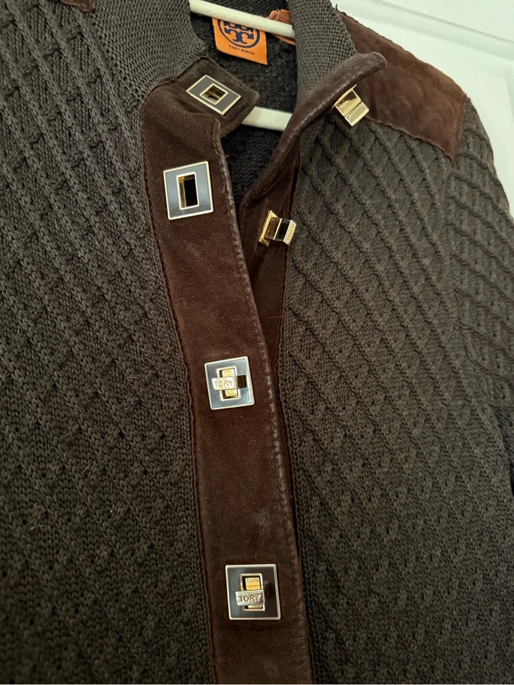 Long Women's Coat/ sweater jacket in Dark Brown